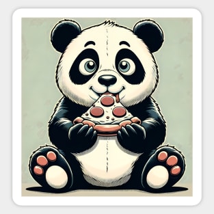 Cute Panda Bear Eating Pizza Sticker